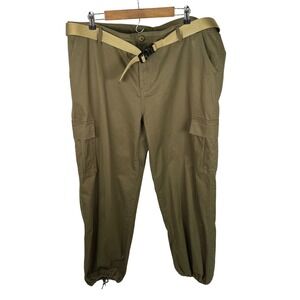 Soulsfeng New York Olive Green Cargo Pants Web Belt‎ Drawstring Cuffs Size 35